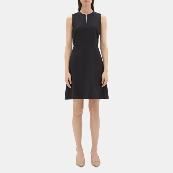 Theory Outlet Split Front Dress in Sevona Stretch Wool - Picture 1 of 5